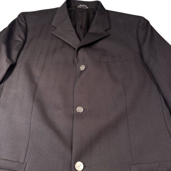 Versace Istante Mens Blazer Italy Pinstripe Single Breasted Jacket 3 Button - Picture 3 of 16